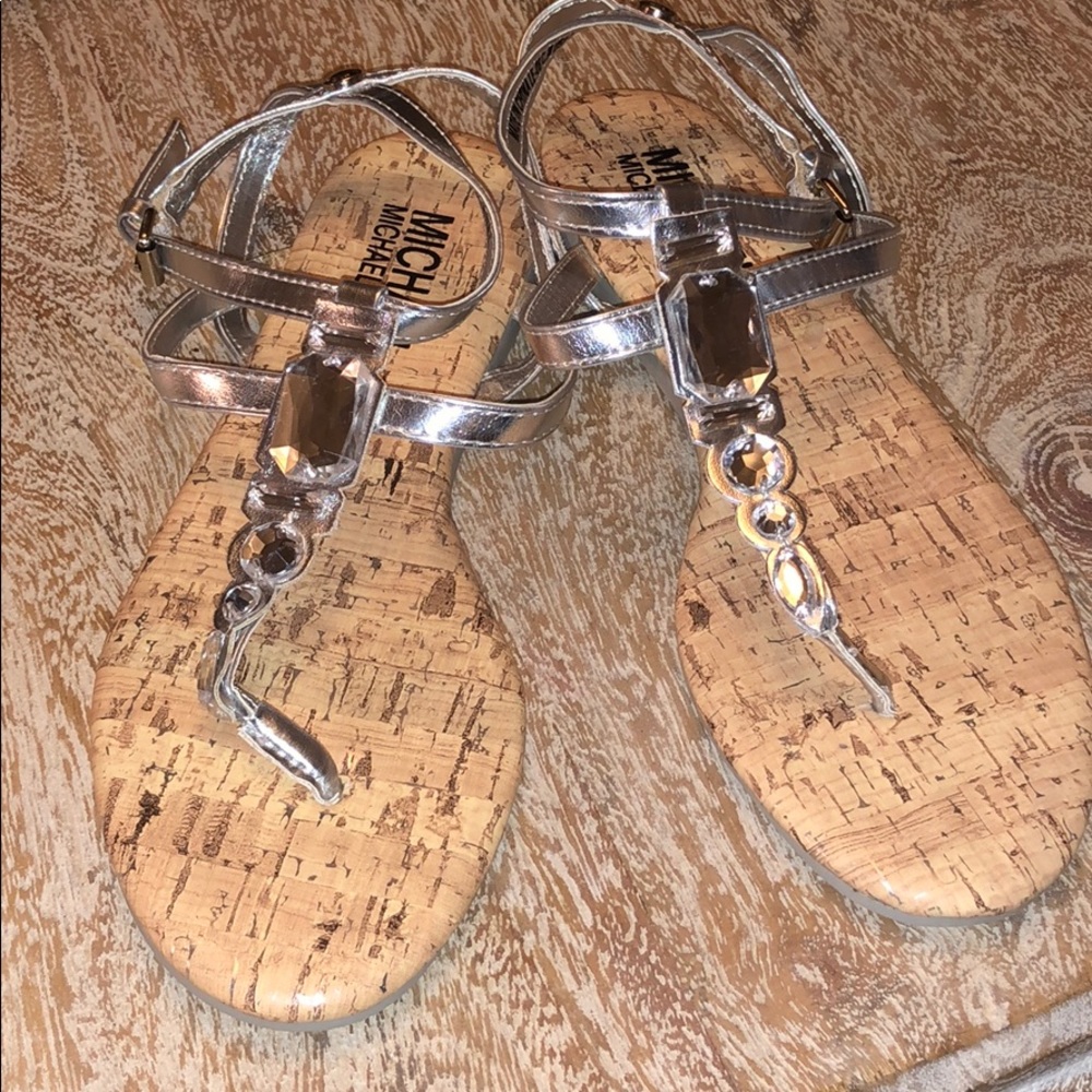 Michael Kors Molly silver sandals size 3 jeweled